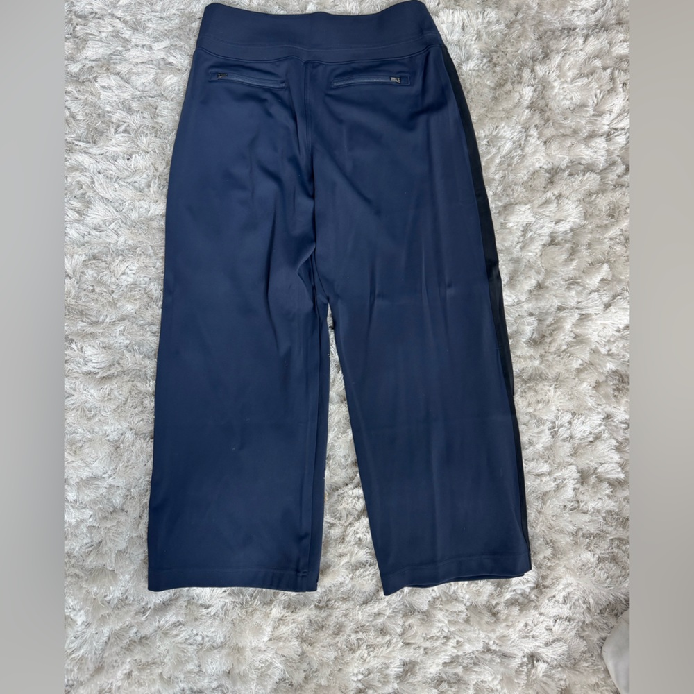 Athleta Venice Color Block Wide Leg Navy with Black Strip Pants - Picture 2 of 6